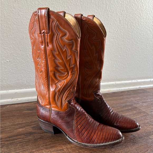 Justin Cowgirl Heeled Leather Exotic Lizard
Stitched Tall Western Boots 7.5 - Picture 2 of 16